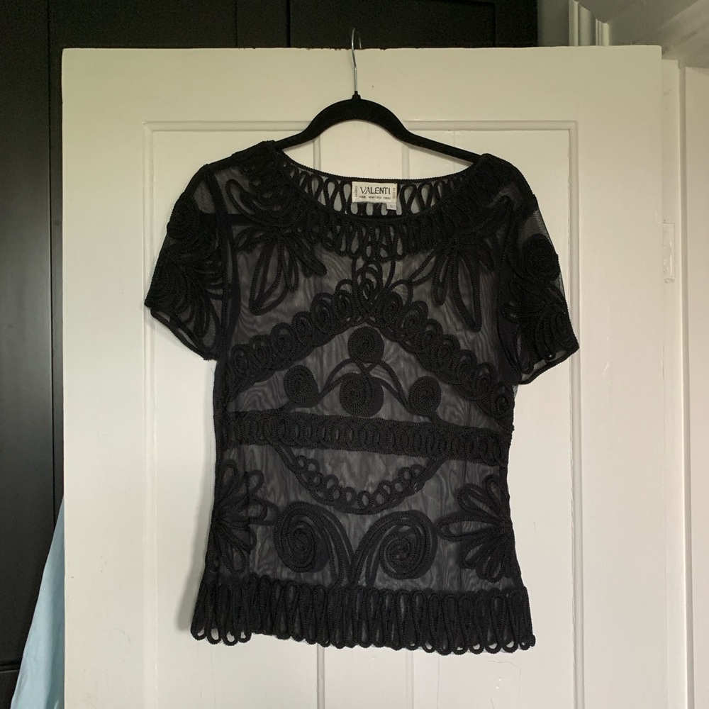 Valenti Black Lace Women Top M